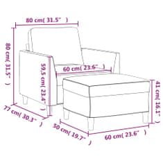 Vidaxl Fotelj s stolčkom za noge kapučino 60 cm umetno usnje