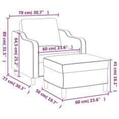 Vidaxl Fotelj s stolčkom za noge krem 60 cm blago