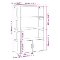 Vidaxl Komoda bela 80x30x119,5 cm inženirski les