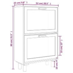 Vidaxl Omarica za čevlje rjava 52x25x80 cm inž. les in naravni ratan