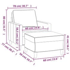 Vidaxl Fotelj s stolčkom za noge temno siv 60 cm žamet