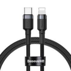 BASEUS Trajni najlonski kabel USB-C PD Iphone Lightning kabel 18W QC3.0 1m črno-siv