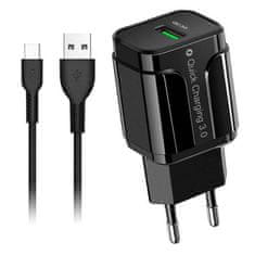 slomart omrežni polnilec 18W 3a qc3.0 + kabel usb tipa c extreme ampere atcu3qc30b+cc usb-c quick charge 3.0 black