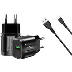 slomart omrežni polnilec 18W 3a qc3.0 + kabel usb tipa c extreme ampere atcu3qc30b+cc usb-c quick charge 3.0 black