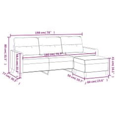 Vidaxl Trosed s stolčkom za noge črn 180 cm blago