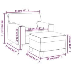 Vidaxl Fotelj s stolčkom za noge vinsko rdeč 60 cm umetno usnje
