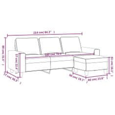 Vidaxl Trosed s stolčkom za noge črn 180 cm blago