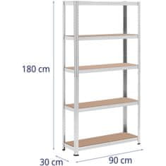 ACTIVESHOP Kovinski regal za shranjevanje 5 polic 875 kg 90 x 30 x 180 cm siva 2 kosa.