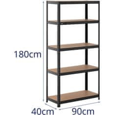 MSW Kovinski regal za shranjevanje 5 polic 875 kg 90 x 40 x 180 cm sivo-modra 2 kosa.