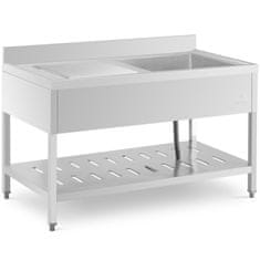 Royal Catering Enoprekatno pomivalno korito s polico in desnim robom 140 x 70 x 94,5 cm