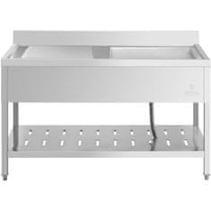 Royal Catering Enoprekatno pomivalno korito s polico in desnim robom 140 x 70 x 94,5 cm