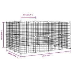 Vidaxl Ograda za hišne ljubljenčke z 28 paneli črna 35x35 cm jeklo