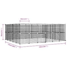 Vidaxl Ograda za hišne ljubljenčke s 44 paneli črna 35x35 cm jeklo