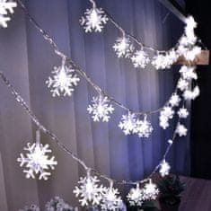 WOWO Snowflake LED String Lights - LED String Lights Snowflakes 10m 100LED Cold White z 8 načini osvetlitve