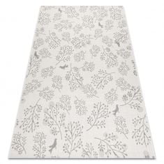 eoshop Avtorska preproga FLAT 48774/367 Leaves Birds - KREM Grey (Avtorske - Velikost: 80x150 cm)