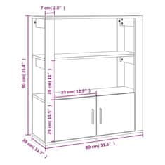 Vidaxl Komoda črna 80x30x90 cm inženirski les