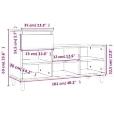 Vidaxl Omarica za čevlje rjav hrast 102x36x60 cm inženirski les