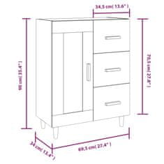 Vidaxl Komoda črna 69,5x34x90 cm konstruiran les