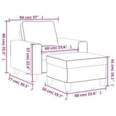 Vidaxl Fotelj s stolčkom za noge vinsko rdeč 60 cm blago