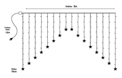 Rebel LED lučke novoletne , 3m, 138led lučk, mini zvezdice, toplo bela