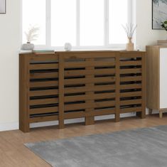 Vidaxl Pokrov za radiator medeno rjav 210x21x85 cm trdna borovina