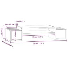 Vidaxl Stojalo za zaslon belo 70x27,5x15 cm trdna borovina