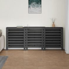 Vidaxl Pokrov za radiator siva 210x21x85 cm trdna borovina