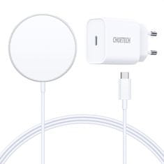 Choetech 15W magnetni brezžični polnilec Qi + 20W polnilec Power Delivery (združljiv z MagSafe), bela (T517-F)