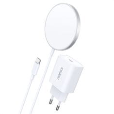 Choetech 15W magnetni brezžični polnilec Qi + 20W polnilec Power Delivery (združljiv z MagSafe), bela (T517-F)