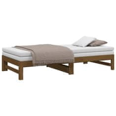 Vidaxl Izvlečna dnevna postelja medeno rjava 2x(75x190) cm borovina