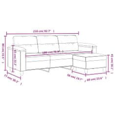 Vidaxl Trosed s stolčkom za noge krem 180 cm blago iz mikrovlaken