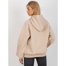 Ex moda Ženski pulover s potiskom in kapuco KENSLEY bež EM-BL-718.39P_392710 Univerzalni