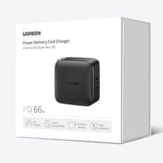 Ugreen Polnilec 2x USB-C 66W Power Delivery 3.0 Quick Charge 4.0 - črn