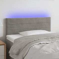 Vidaxl LED posteljno vzglavje svetlo sivo 100x5x78/88 cm žamet