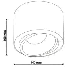 LUMILED Nadometna svetilka okrogla halogenska GU10 AR111 bela premična cev TELES 100mm