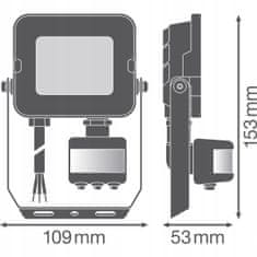 LEDVANCE Reflektor LED svetilka 10W 1000lm 4000K Nevtralno bela IP65 črna s senzorjem gibanja in somraka COMPACT V