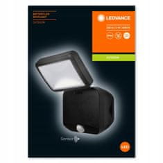 LEDVANCE Reflektor LED svetilka 4W 260lm 4000K Nevtralno bela IP54 Črna s senzorjem gibanja SPOTLIGHT na baterije