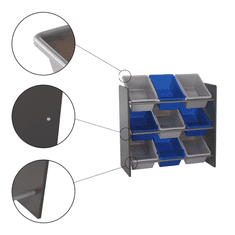 KONDELA Organizator / regál za igrače, siva / modra, MAHEK