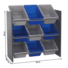 KONDELA Organizator / regál za igrače, siva / modra, MAHEK
