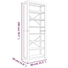 Vidaxl Knjižna omara 7-nadstropna 80x30x200 cm trden akacijev les