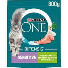 Purina ONE ONE Bifensis Sensitive s puranom in rižem, 8x800 g