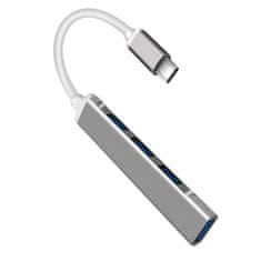 Northix Zvezdišče USB-C s 4 vrati - srebrno