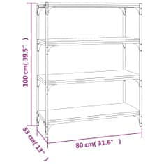 Vidaxl Knjižna omara rjav hrast 80x33x100 cm inženirski les in jeklo