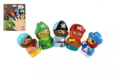 Teddies Prstna lutka pirati 5pcs guma 6cm na kartici 16,5x20cm