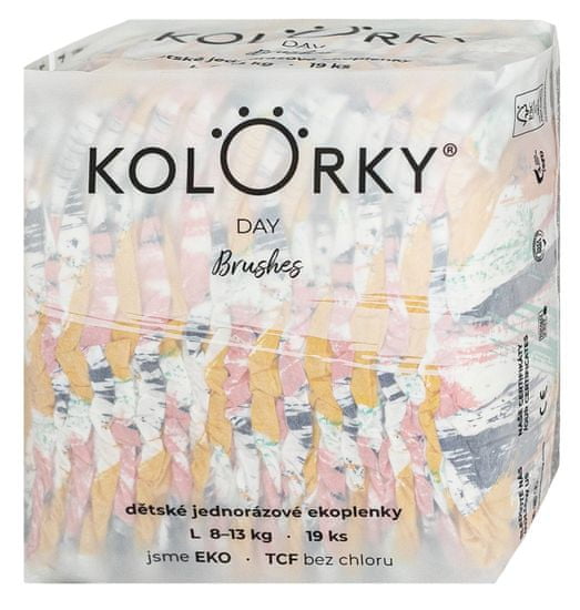 KOLORKY DAY eko plenice za enkratno uporabo, L (8-13 kg), 19 kos