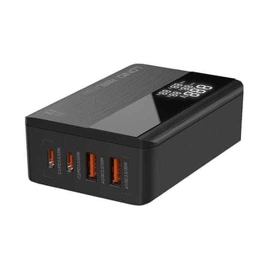 LDNIO Omrežni polnilnik A4808Q, 2x USB + 2x USB-C, 65 W (črn)