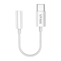 Vipfan Kabel VFAN L08 USB-C z mini jack 3,5 mm AUX, 10 cm (bel)