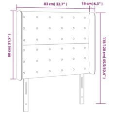 Vidaxl LED posteljno vzglavje krem 83x16x118/128 cm blago