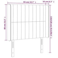 Vidaxl LED posteljno vzglavje črno 83x16x118/128 cm žamet