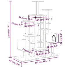 Greatstore Mačje drevo s praskalniki iz sisala svetlo sivo 145 cm